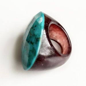 Deb Guyot Turquoise Carved Statement Ring